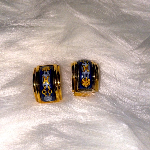 ❤️Authentic ❤️ HERMES BOUCLES D'OREILLES EMAILEARRINGS